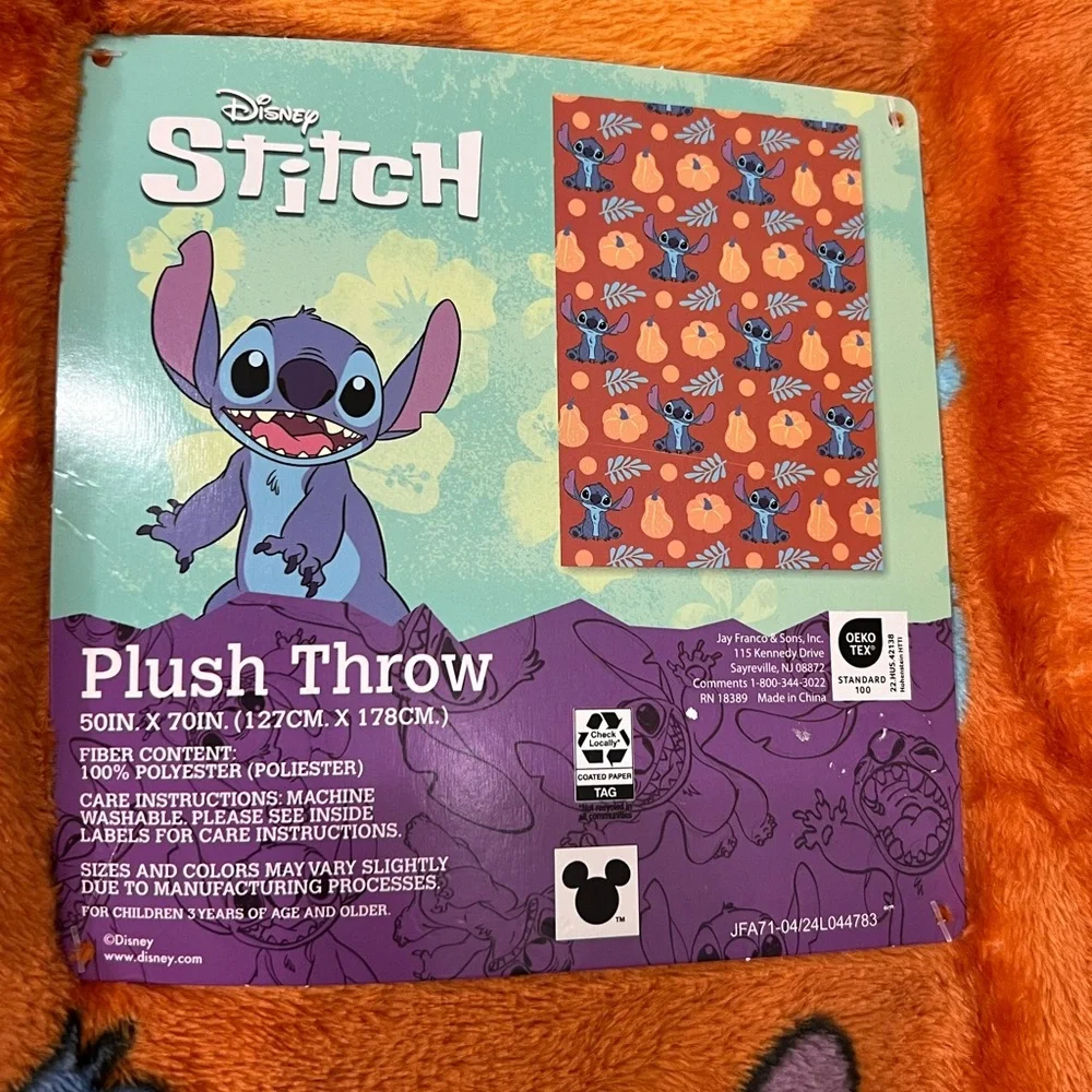 Disney Stitch Pumpkin Fall Halloween Plush Throw Blanket